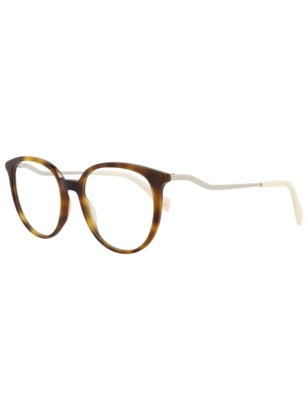 New Gucci Women's Eyeglasses Round Oval Acetate Frame Havana Silver Transparent
